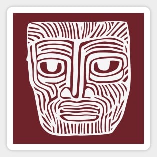 Tribal-Inspired Mask Linocut Design Magnet